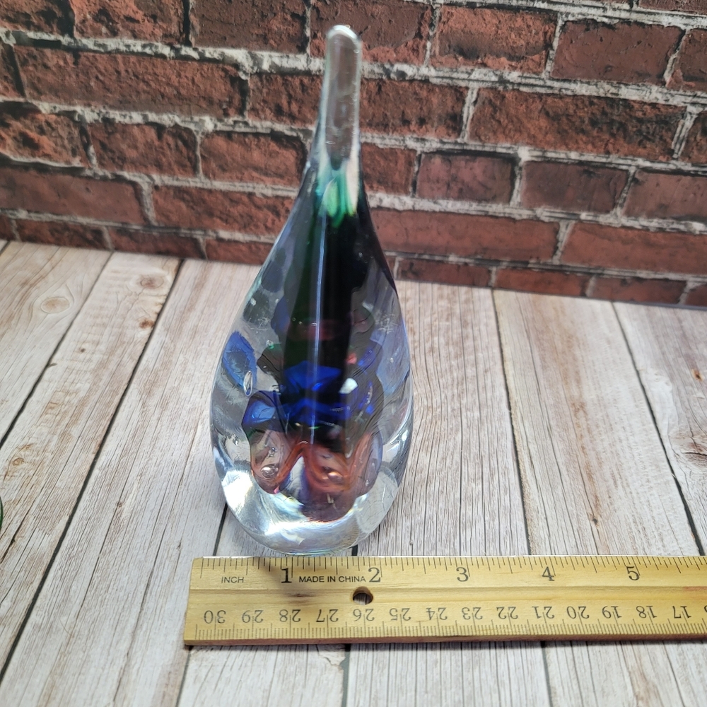 Original Adam Jablonski Signed Glass Sculpture Multi Colored Swirl Paperweight - Picture 9 of 10